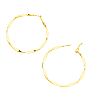 Boucles d'oreilles créoles torsadées, couleur dorée, (5,6 cm).
