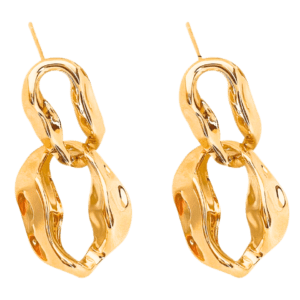 Boucles d'oreilles en forme de chaîne irrégulière, plaquées or 18 carats (3.7cm).