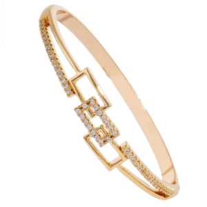 Bracelet de luxe avec zircone, plaqué or.